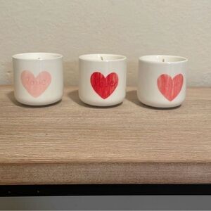 Pottery Barn Love Heart Candle Set - Pink and Red